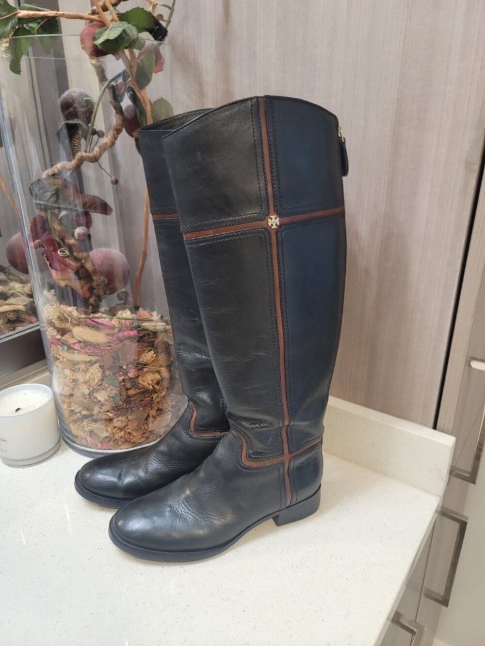 Tory Burch Juliet Riding Leather Riding Boots Black Sz 5.5 M - Picture 4 of 11